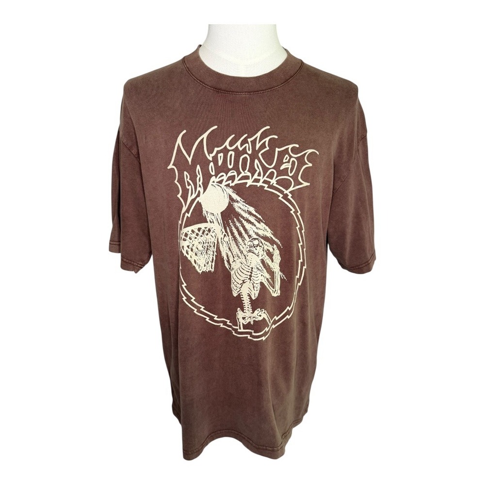 MARKET Graphic T-Shirt Skeleton‎ Basketball Washed Brown Tee Large NWT